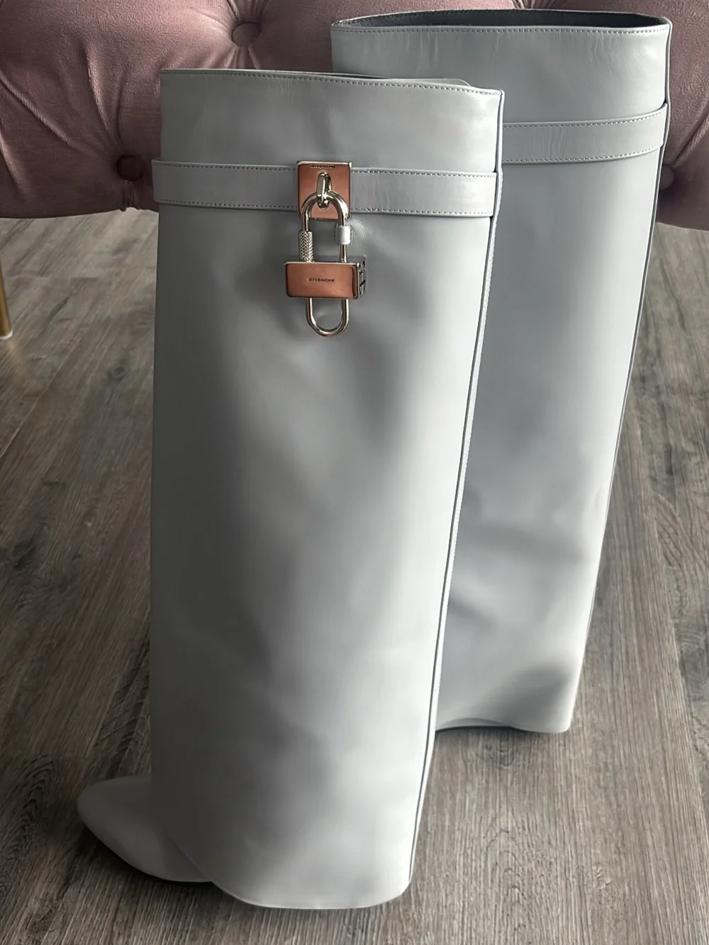 Givenchy Shark lock Boot Women's Over-the-Knee Light Gray 40.5